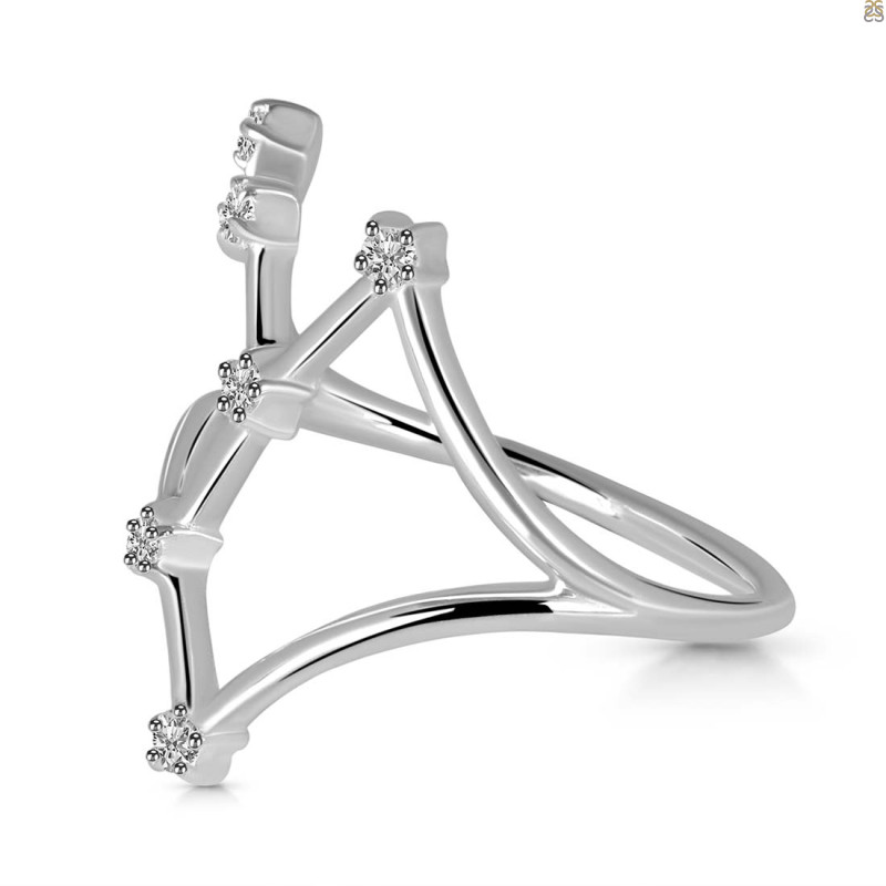 Cancer Zodiac Star Constellation With Cubic Zirconia Ring