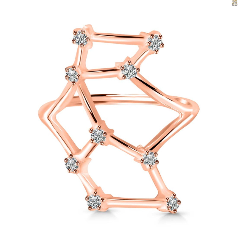 Virgo Zodiac Star Constellation With Cubic Zirconia Ring CUZ-RDR-2044.