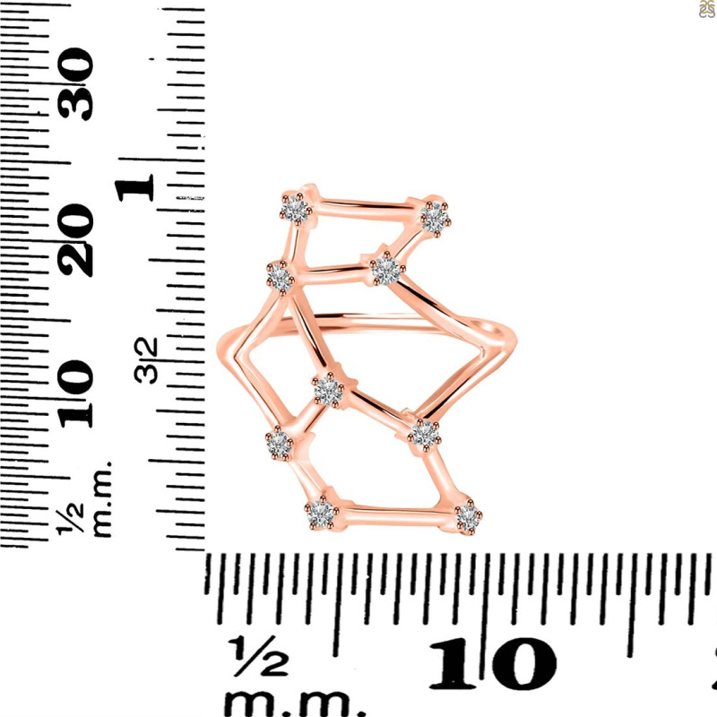 Virgo Zodiac Star Constellation With Cubic Zirconia Ring CUZ-RDR-2044.