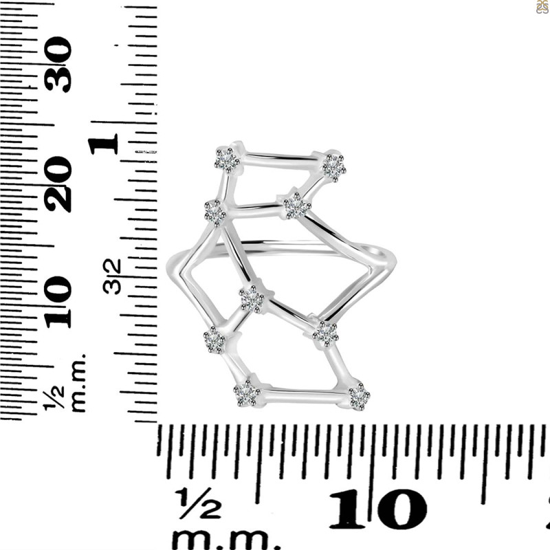 Virgo Zodiac Star Constellation With Cubic Zirconia Ring CUZ-RDR-2044.