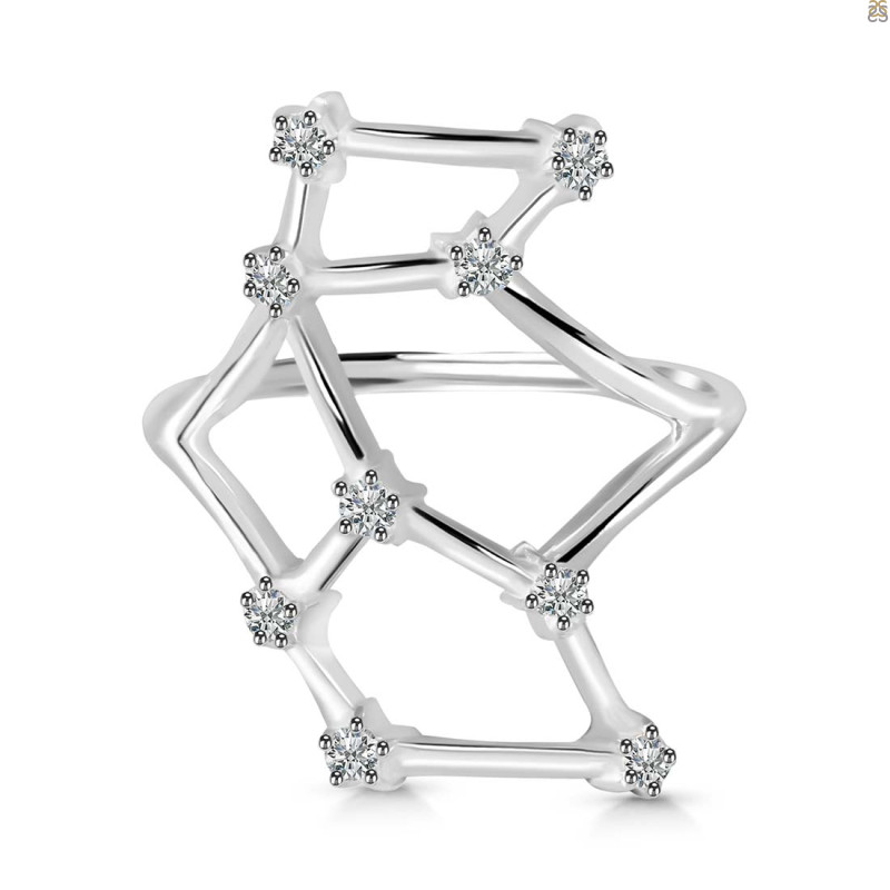 Virgo Zodiac Star Constellation With Cubic Zirconia Ring CUZ-RDR-2044.