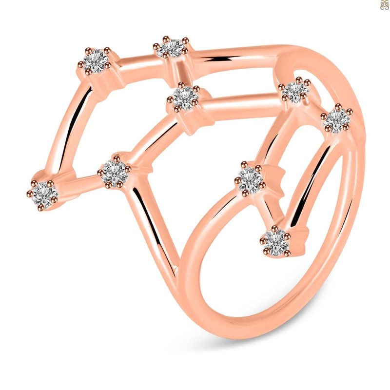 Virgo Zodiac Star Constellation With Cubic Zirconia Ring CUZ-RDR-2044.