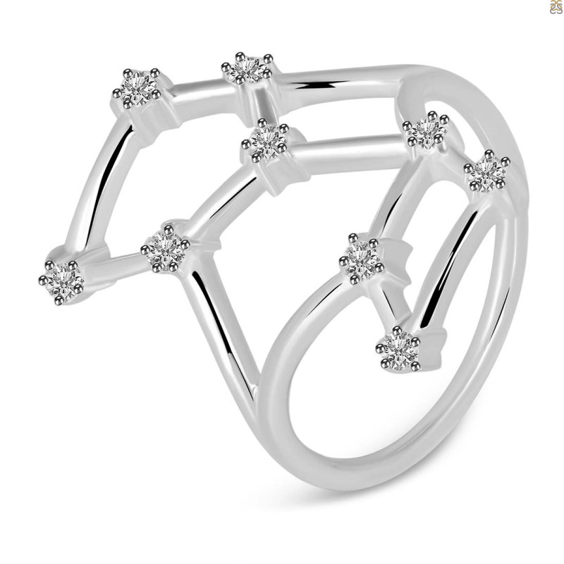 Virgo Zodiac Star Constellation With Cubic Zirconia Ring CUZ-RDR-2044.