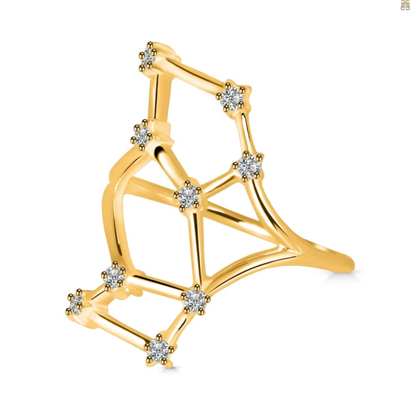 Virgo Zodiac Star Constellation With Cubic Zirconia Ring CUZ-RDR-2044.
