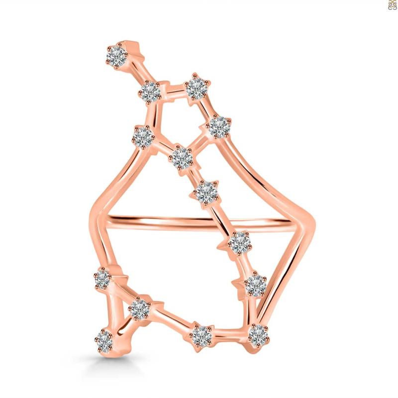 Pisces Zodiac Star Constellation With Cubic Zirconia Ring CUZ-RDR-2045.