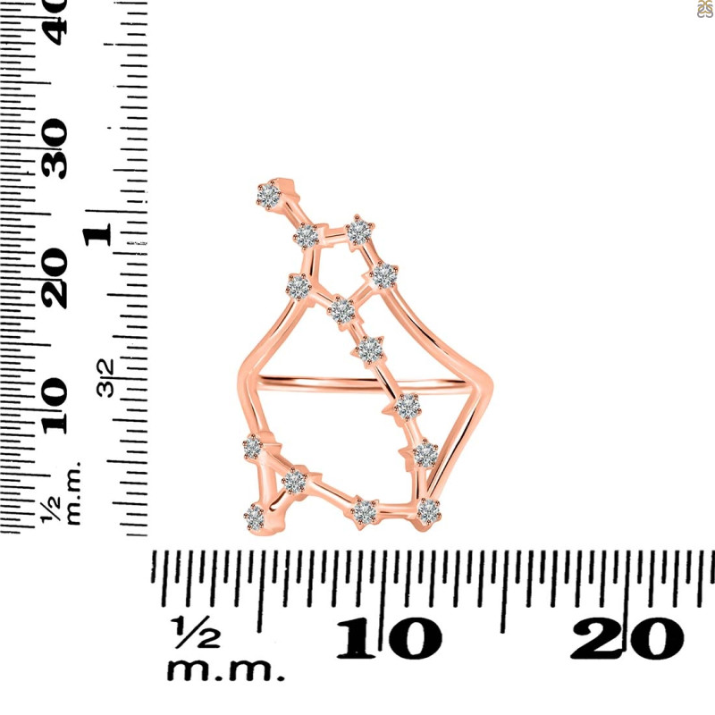 Pisces Zodiac Star Constellation With Cubic Zirconia Ring CUZ-RDR-2045.