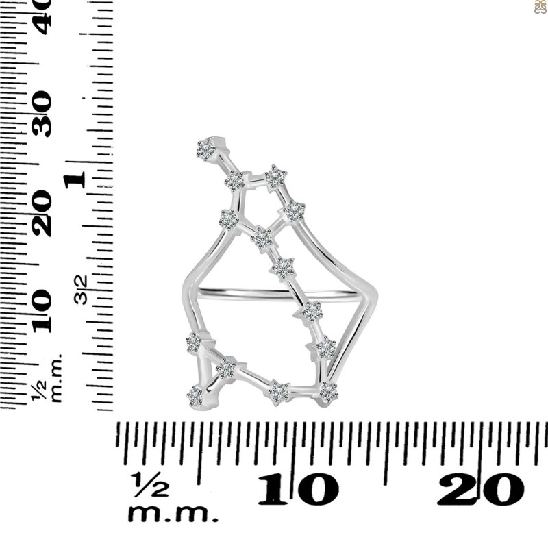 Pisces Zodiac Star Constellation With Cubic Zirconia Ring CUZ-RDR-2045.