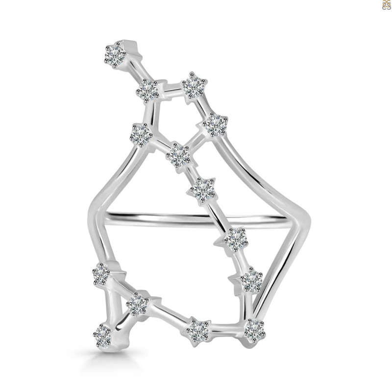 Pisces Zodiac Star Constellation With Cubic Zirconia Ring CUZ-RDR-2045.