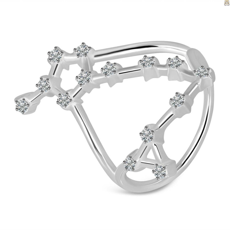 Pisces Zodiac Star Constellation With Cubic Zirconia Ring CUZ-RDR-2045.
