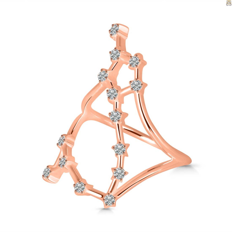 Pisces Zodiac Star Constellation With Cubic Zirconia Ring CUZ-RDR-2045.