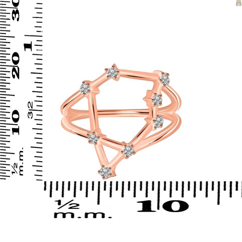 Capricorn Zodiac Star Constellation With Cubic Zirconia Ring CUZ-RDR-2047.