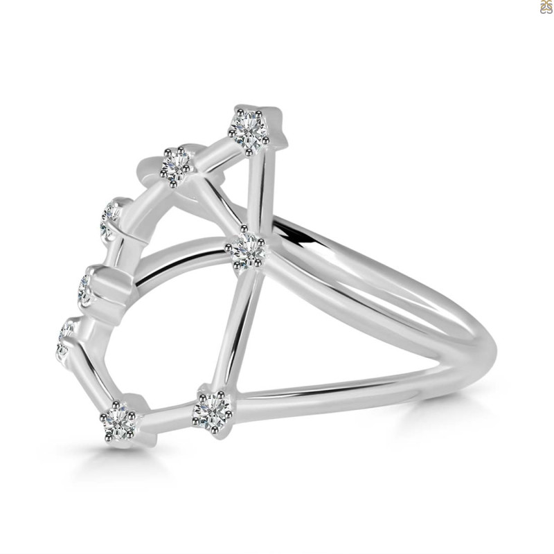 Capricorn Zodiac Star Constellation With Cubic Zirconia Ring