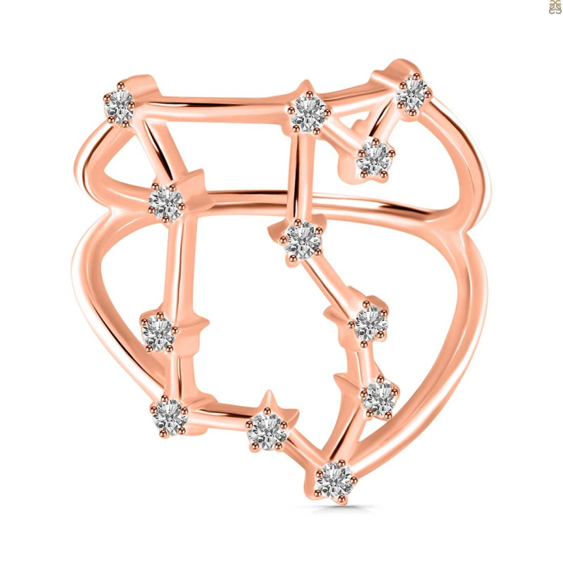 Libra Zodiac Star Constellation With Cubic Zirconia Ring CUZ-RDR-2049.