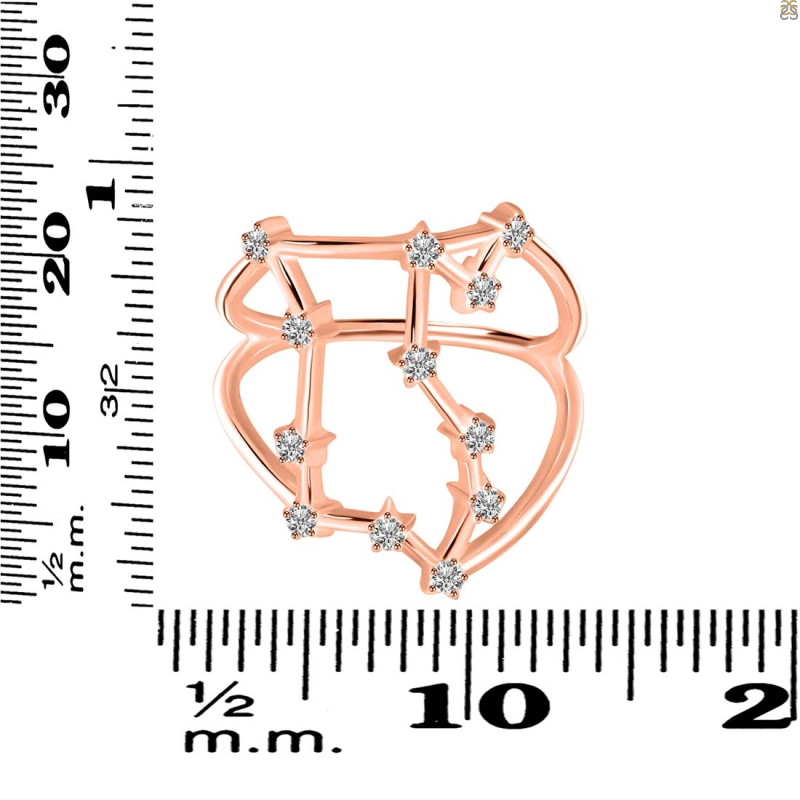 Libra Zodiac Star Constellation With Cubic Zirconia Ring CUZ-RDR-2049.