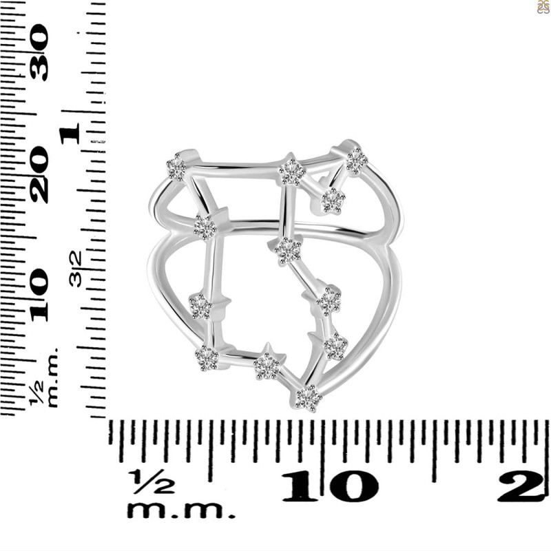 Libra Zodiac Star Constellation With Cubic Zirconia Ring CUZ-RDR-2049.