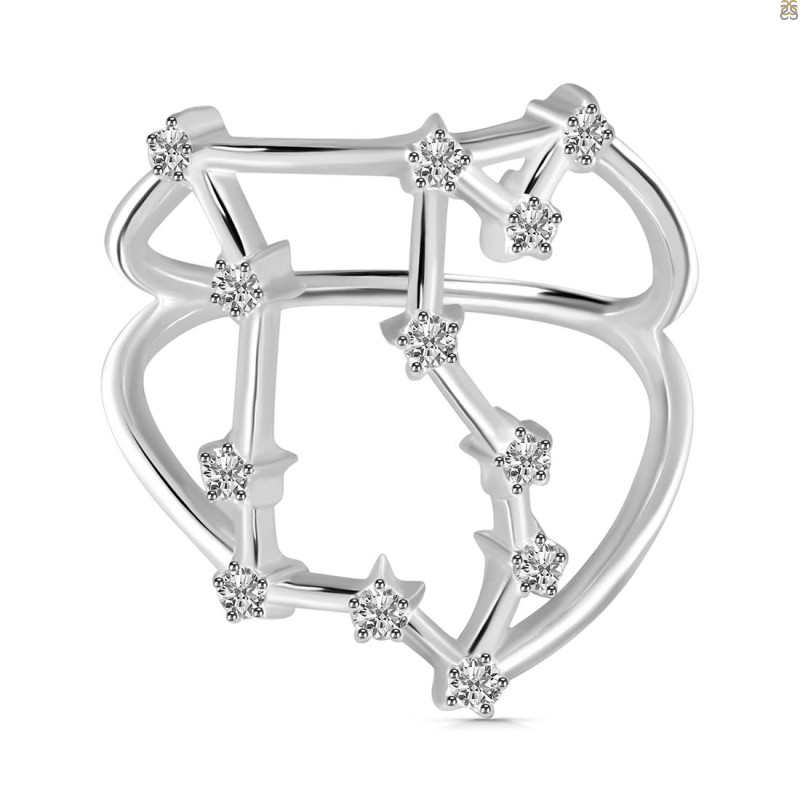 Libra Zodiac Star Constellation With Cubic Zirconia Ring CUZ-RDR-2049.