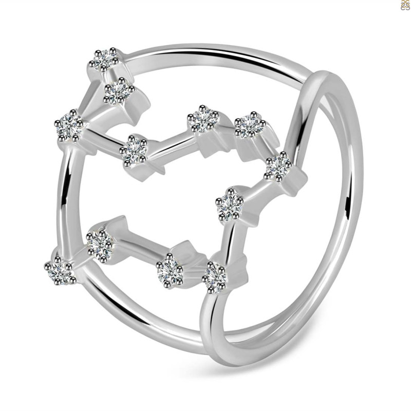 Libra Zodiac Star Constellation With Cubic Zirconia Ring CUZ-RDR-2049.