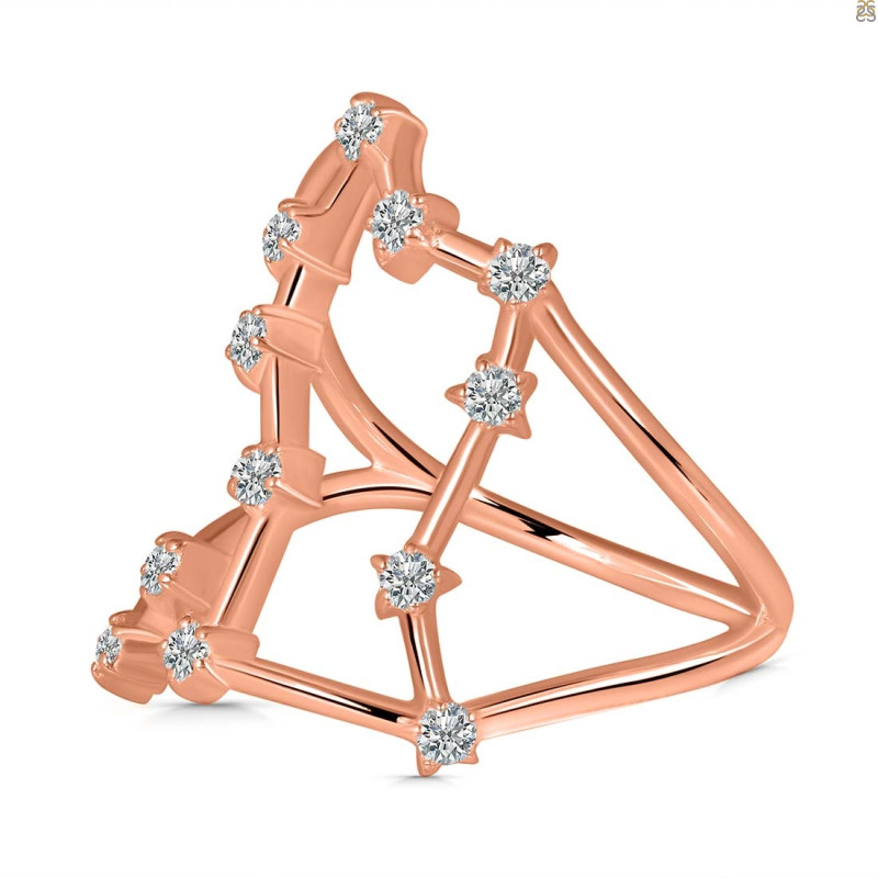 Libra Zodiac Star Constellation With Cubic Zirconia Ring CUZ-RDR-2049.