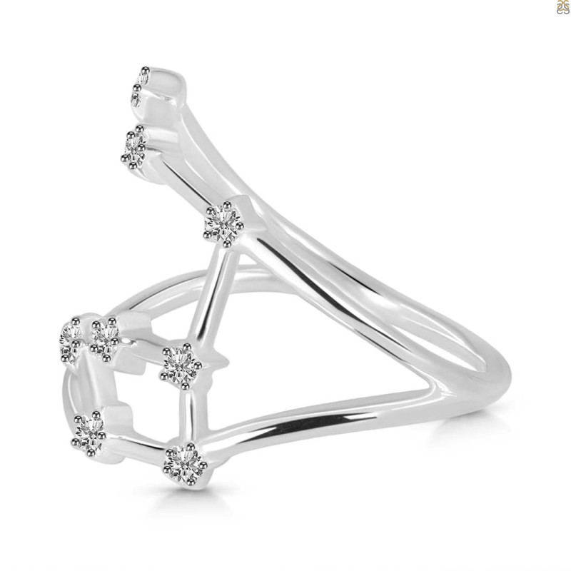 Aries Zodiac Star Constellation With Cubic Zirconia Ring