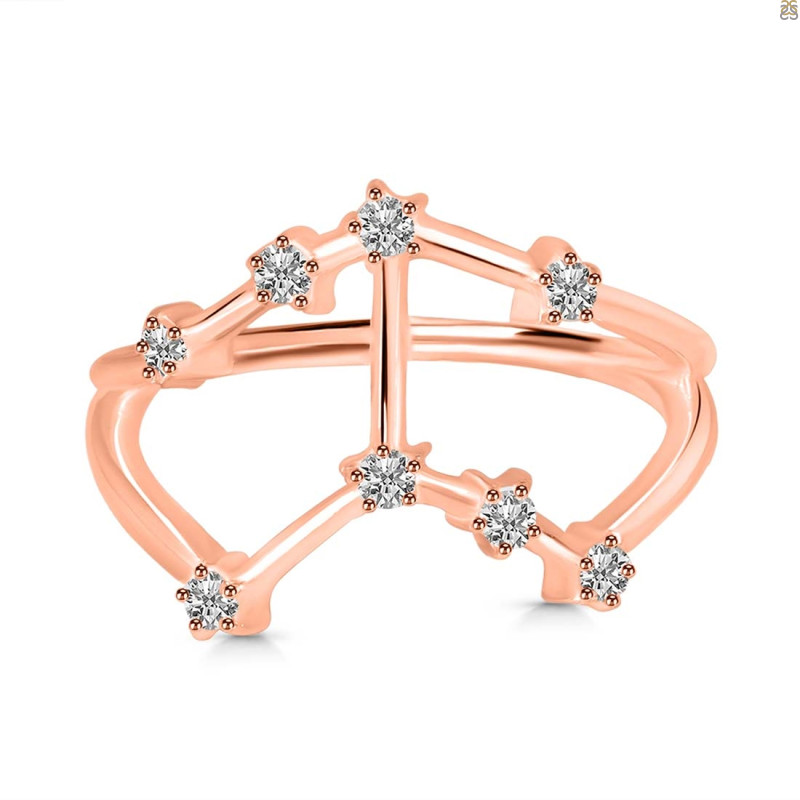 Taurus Zodiac Star Constellation With Cubic Zirconia Ring CUZ-RDR-2051.