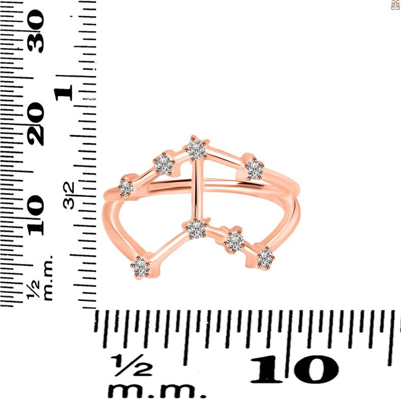 Taurus Zodiac Star Constellation With Cubic Zirconia Ring CUZ-RDR-2051.
