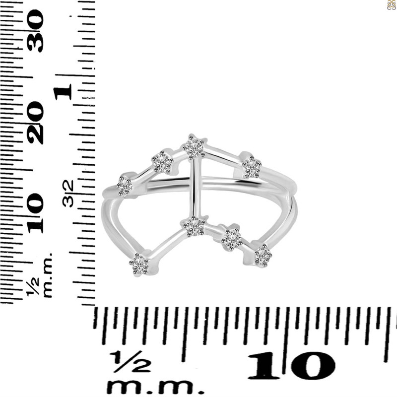 Taurus Zodiac Star Constellation With Cubic Zirconia Ring CUZ-RDR-2051.