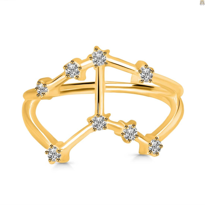 Taurus Zodiac Star Constellation With Cubic Zirconia Ring CUZ-RDR-2051.