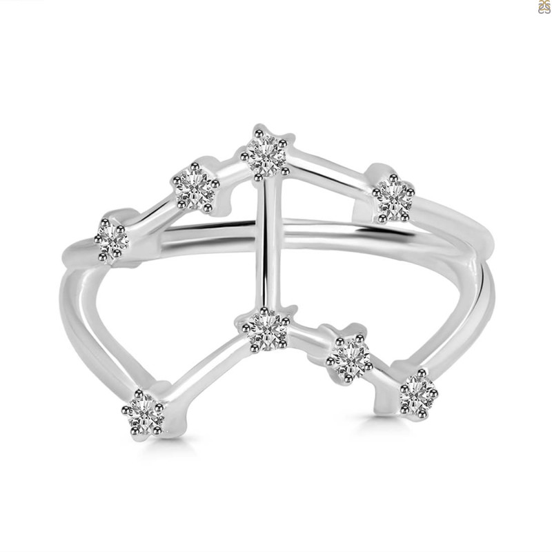 Taurus Zodiac Star Constellation With Cubic Zirconia Ring CUZ-RDR-2051.