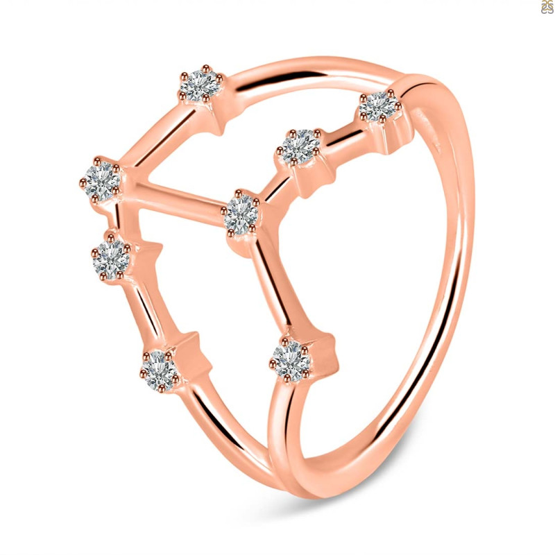 Taurus Zodiac Star Constellation With Cubic Zirconia Ring CUZ-RDR-2051.