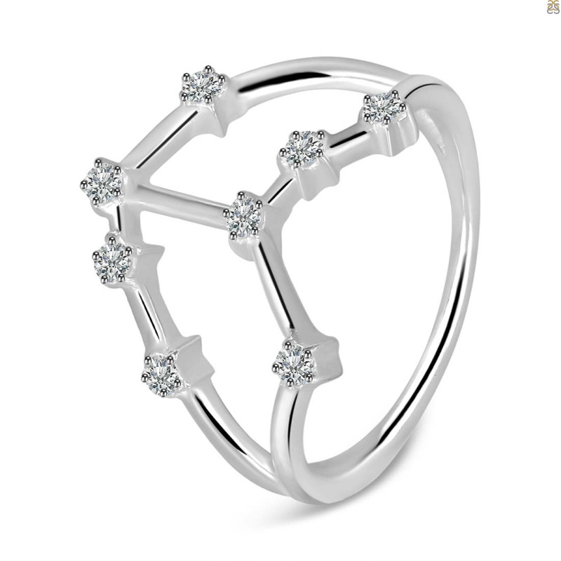 Taurus Zodiac Star Constellation With Cubic Zirconia Ring CUZ-RDR-2051.
