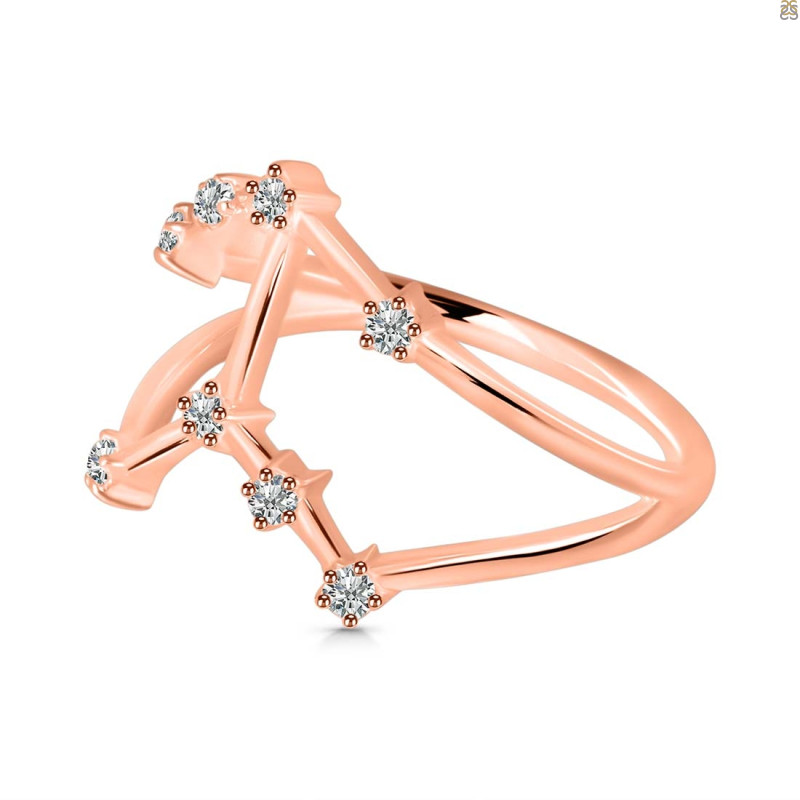 Taurus Zodiac Star Constellation With Cubic Zirconia Ring CUZ-RDR-2051.