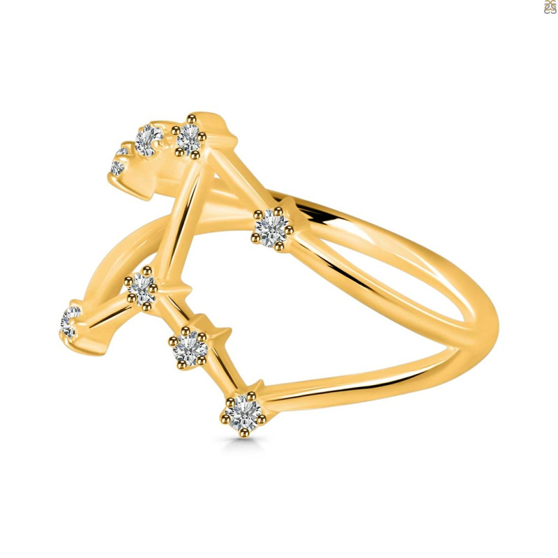 Taurus Zodiac Star Constellation With Cubic Zirconia Ring CUZ-RDR-2051.