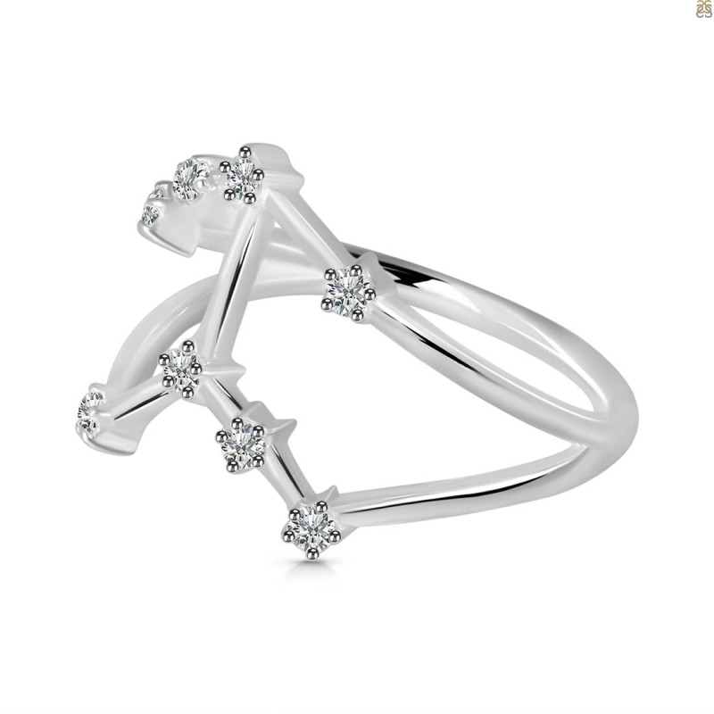 Taurus Zodiac Star Constellation With Cubic Zirconia Ring