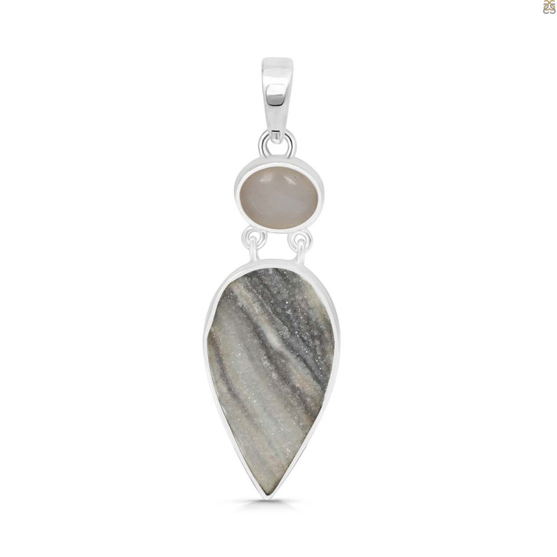 Desert Druzy/Moonstone Pendant-2SP DDZ-1-56