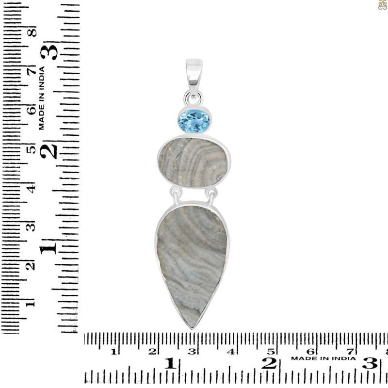 Desert Druzy/Blue Topaz Pendant-2SP DDZ-1-61