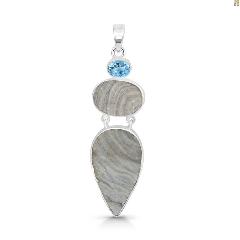 Desert Druzy/Blue Topaz Pendant-2SP DDZ-1-61