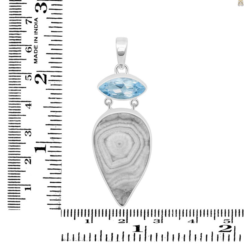 Desert Druzy/Blue Topaz Pendant-2SP DDZ-1-77