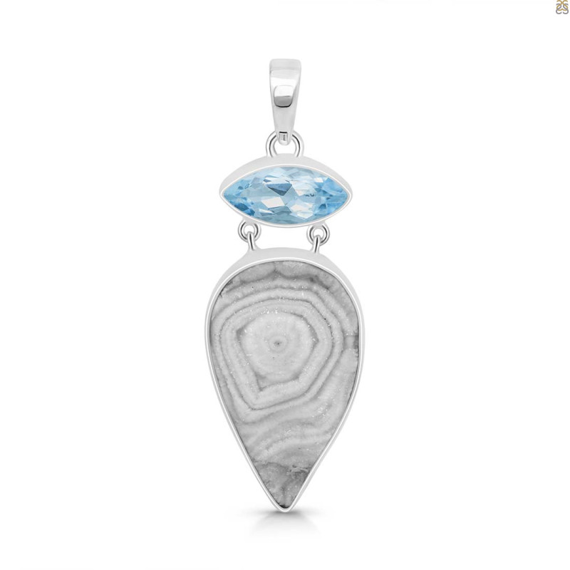 Desert Druzy/Blue Topaz Pendant-2SP DDZ-1-77