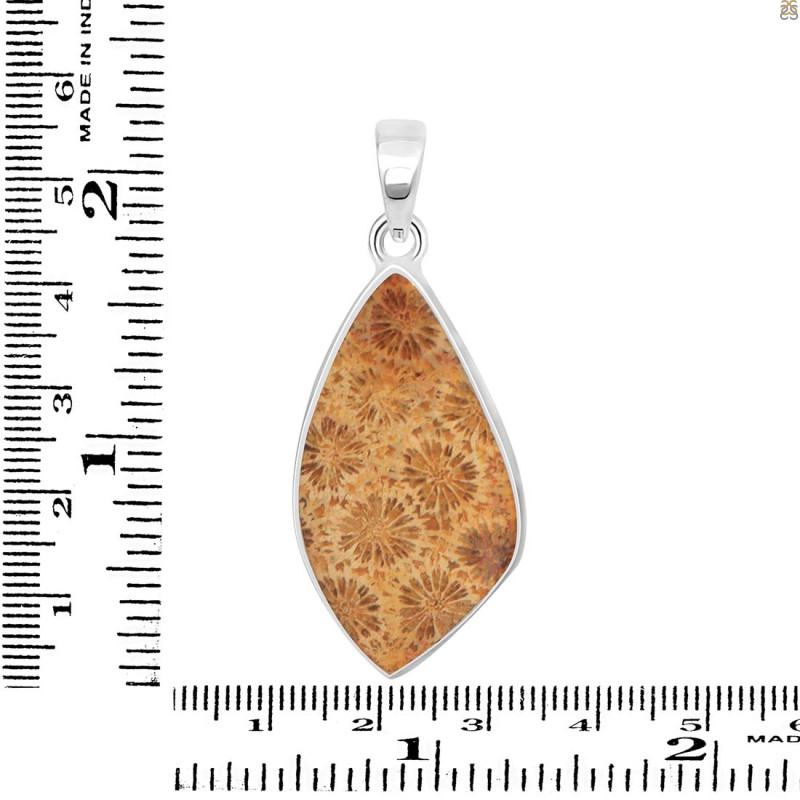 Fossilized Coral Pendant-SP FSC-1-11