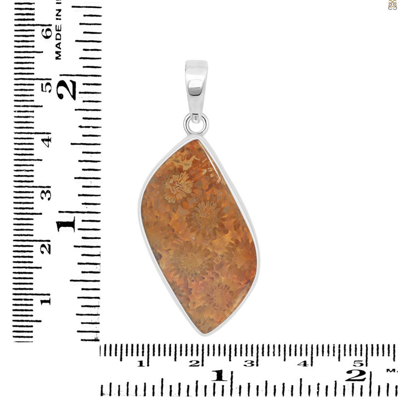 Fossilized Coral Pendant-SP FSC-1-13