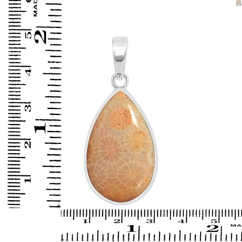 Fossilized Coral Pendant-SP FSC-1-15