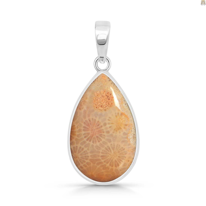 Fossilized Coral Pendant-SP FSC-1-15