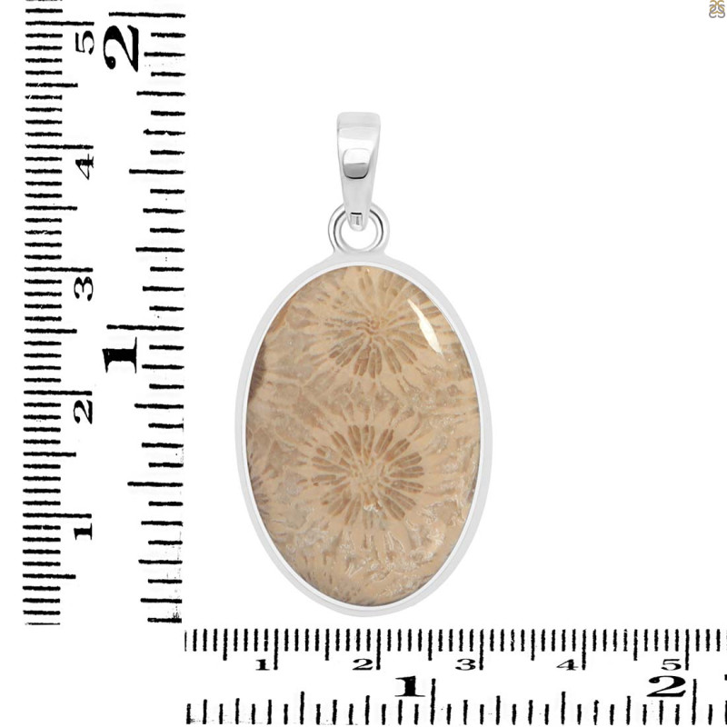 Fossilized Coral Pendant-SP FSC-1-16