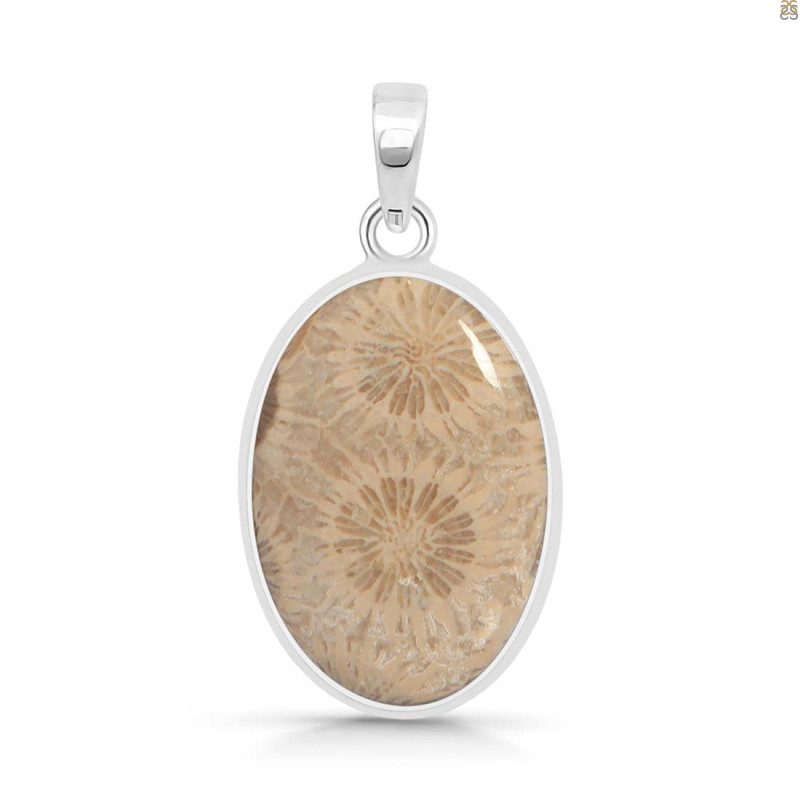 Fossilized Coral Pendant-SP FSC-1-16