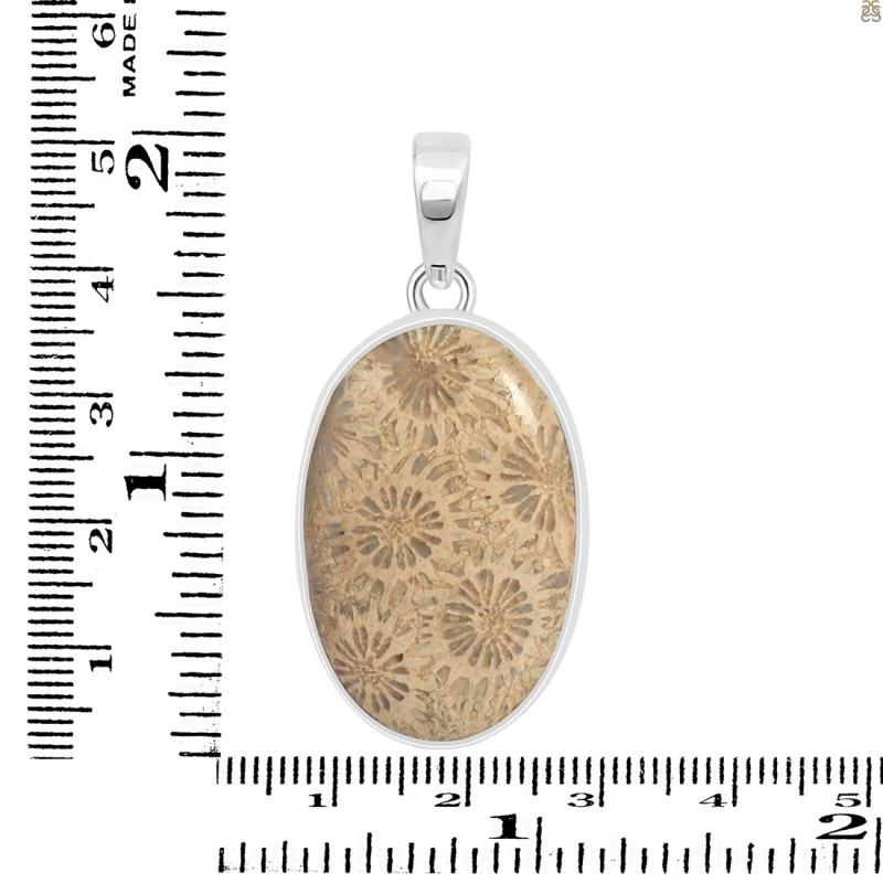 Fossilized Coral Pendant-SP FSC-1-17