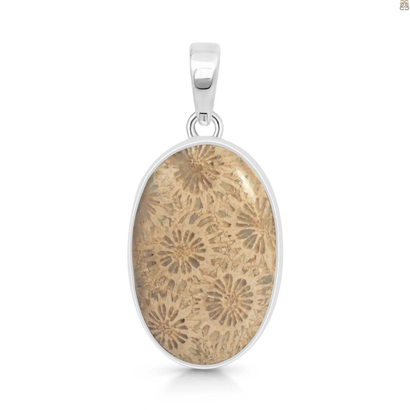 Fossilized Coral Pendant-SP FSC-1-17