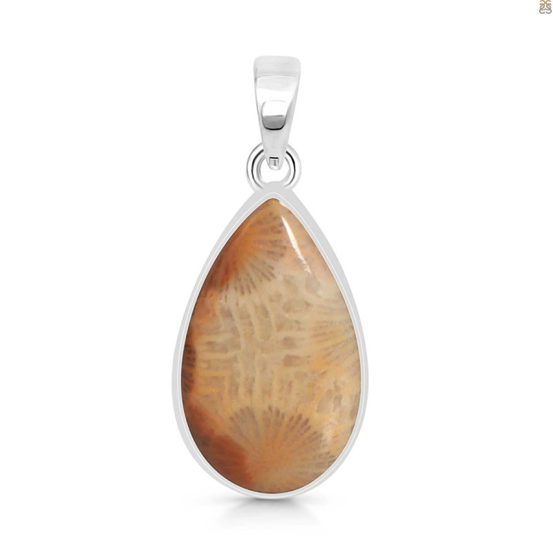 Fossilized Coral Pendant-SP FSC-1-19
