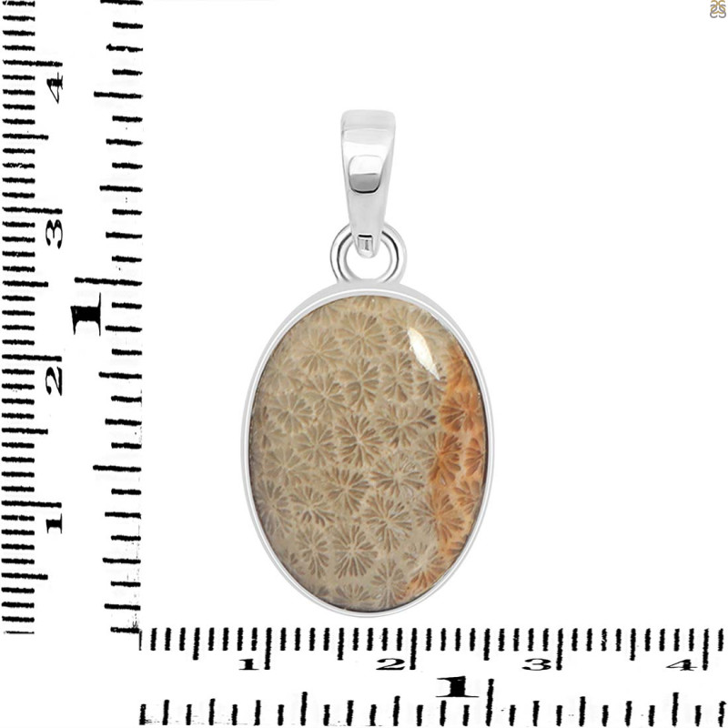 Fossilized Coral Pendant-SP FSC-1-20