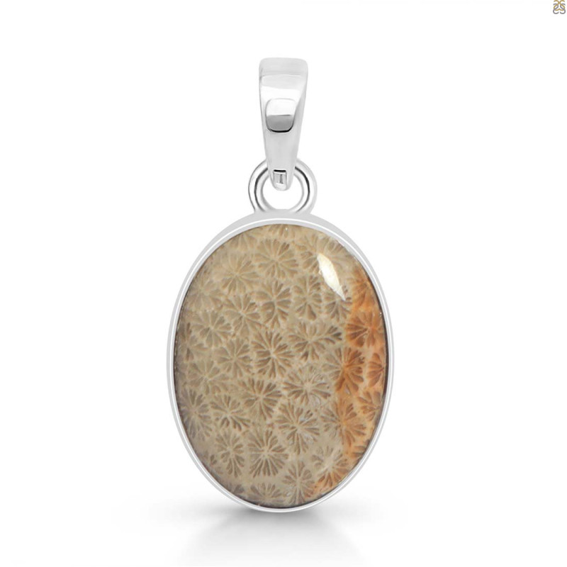 Fossilized Coral Pendant-SP FSC-1-20