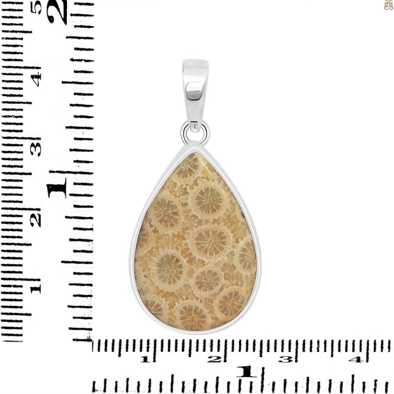 Fossilized Coral Pendant-SP FSC-1-29